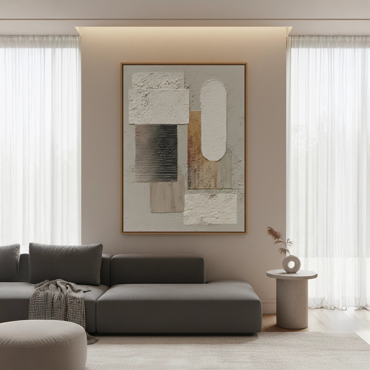 2Contemporary Raked Relief Painting #CRRE550