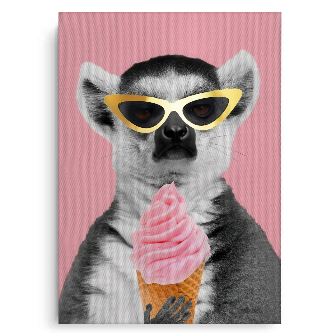 2Cool Lemur with Ice Cream - Canvas