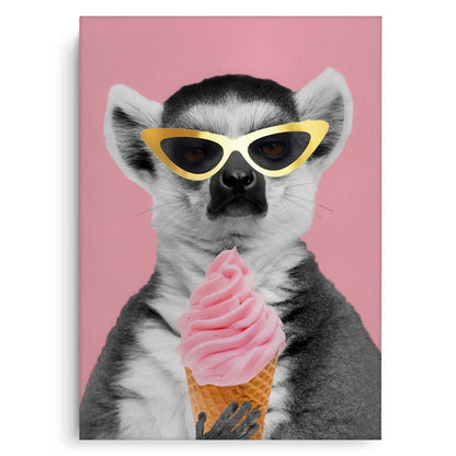 Cool Lemur with Ice Cream - Canvas