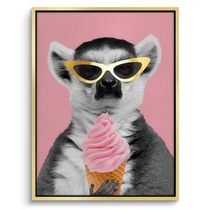 Cool Lemur with Ice Cream - Canvas