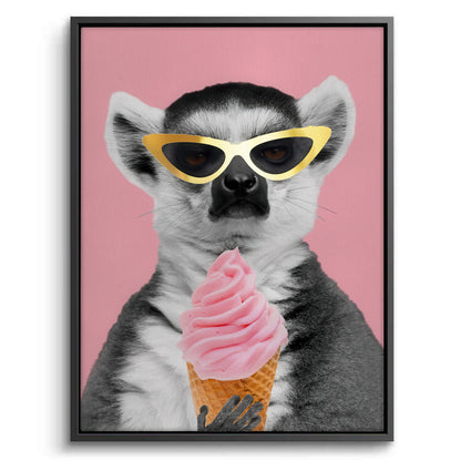 Cool Lemur with Ice Cream - Canvas