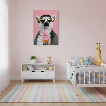 Cool Lemur with Ice Cream - Canvas