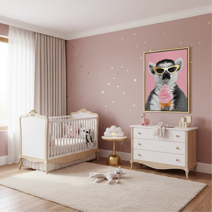 Cool Lemur with Ice Cream - Canvas