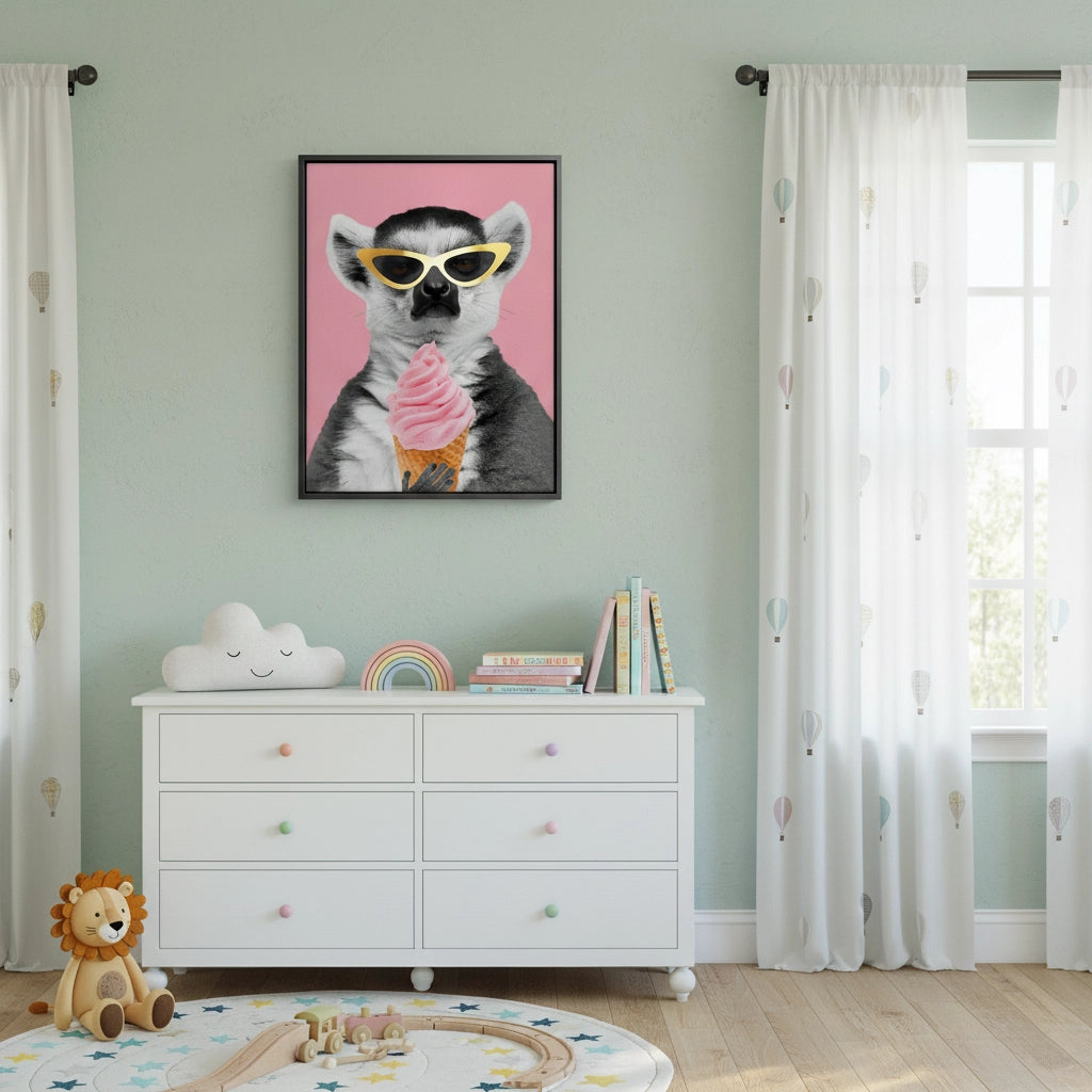 2Cool Lemur with Ice Cream - Canvas