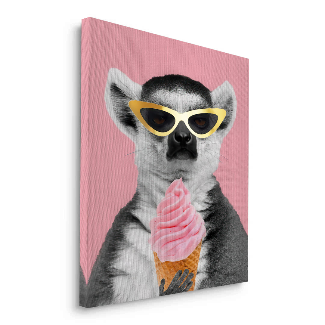 2Cool Lemur with Ice Cream - Canvas