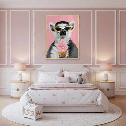 Cool Lemur with Ice Cream - Fine Art