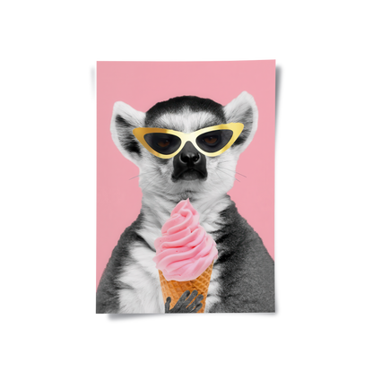 Cool Lemur with Ice Cream - Poster