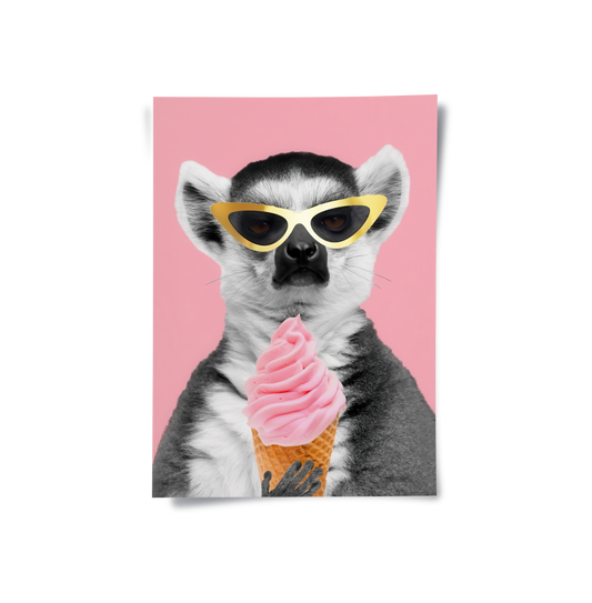 Cool Lemur with Ice Cream - Poster