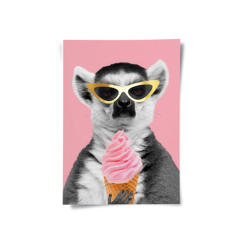 Cool Lemur with Ice Cream - Poster