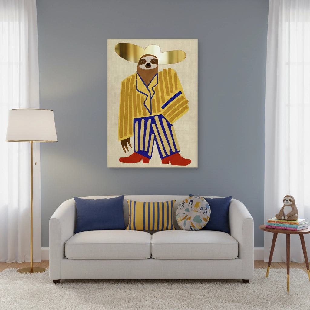 Cowboy Hat Sloth - Canvas - Jasmineart.ae