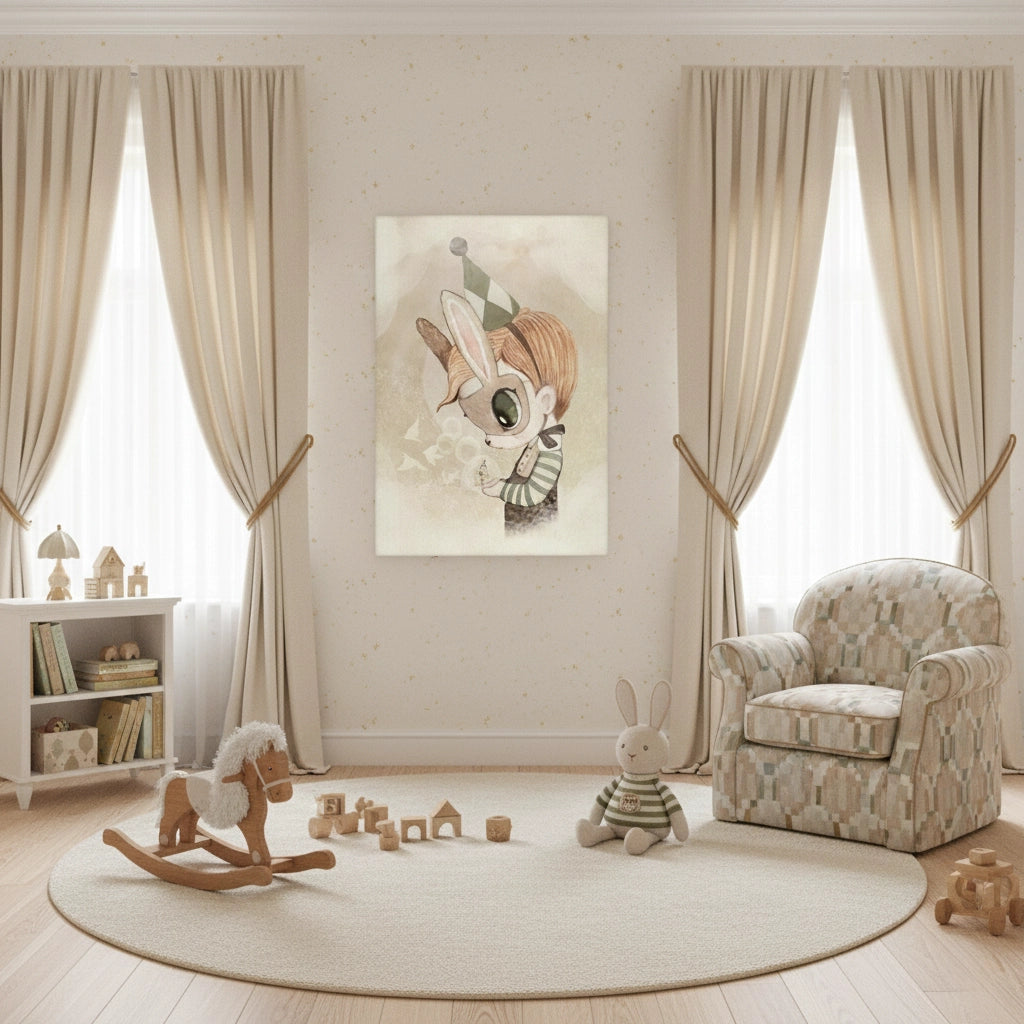 Cute Child in Rabbit Costume - Canvas - Jasmineart.ae