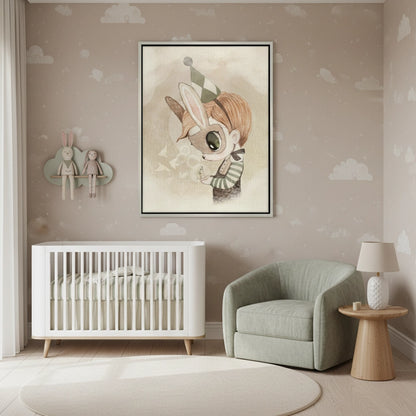 Cute Child in Rabbit Costume - Canvas