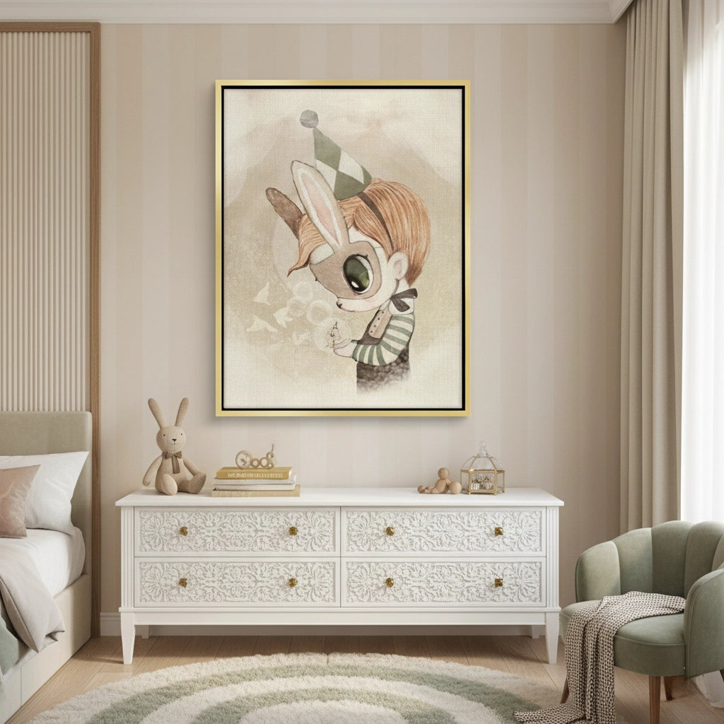 2Cute Child in Rabbit Costume - Canvas