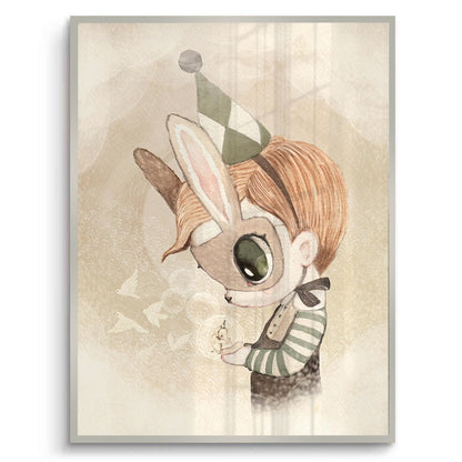 Cute Child in Rabbit Costume - Fine Art