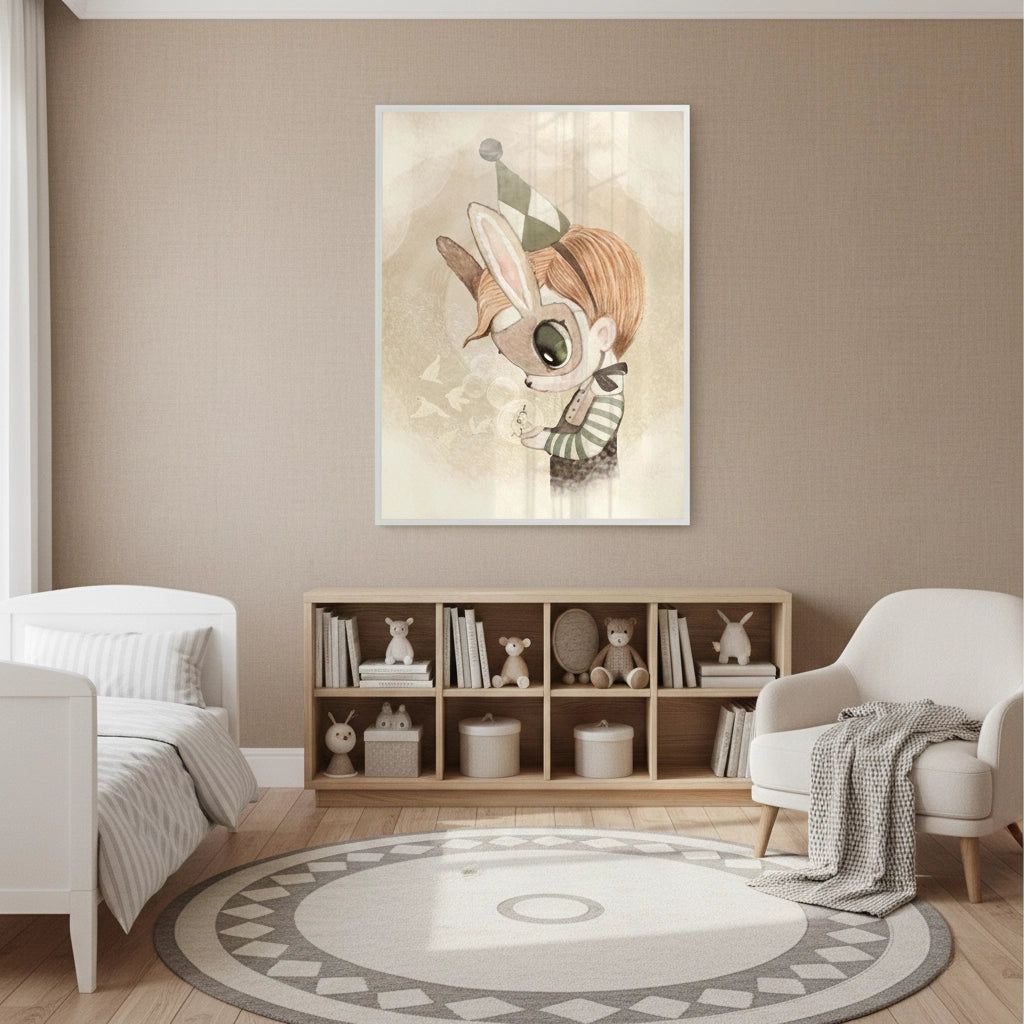 Cute Child in Rabbit Costume - Fine Art - Jasmineart.ae