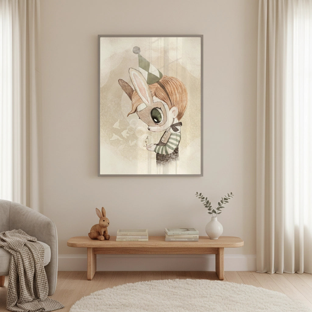 2Cute Child in Rabbit Costume - Fine Art