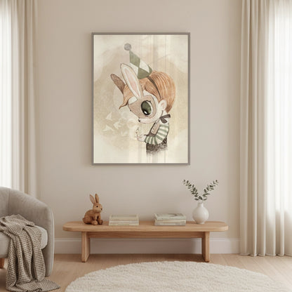 Cute Child in Rabbit Costume - Fine Art