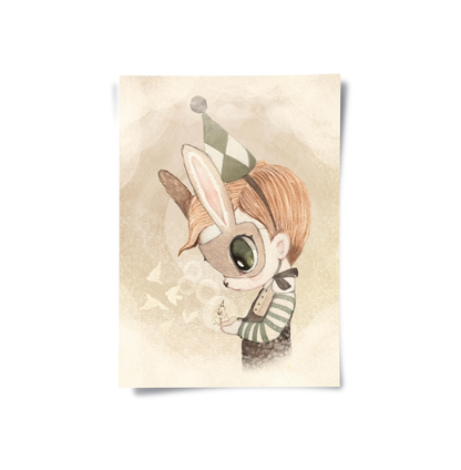 Cute Child in Rabbit Costume - Poster