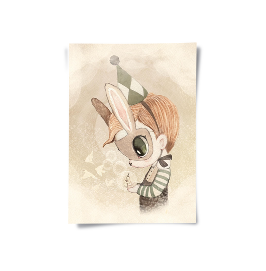 Cute Child in Rabbit Costume - Poster