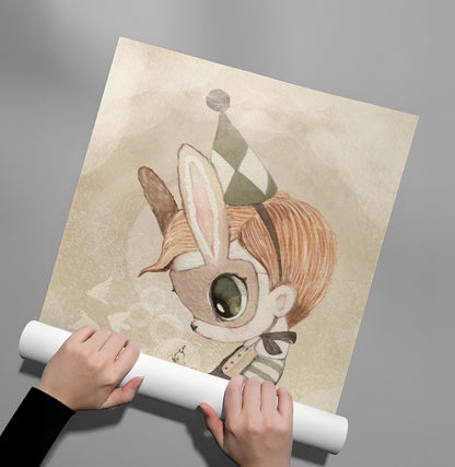 Cute Child in Rabbit Costume - Poster