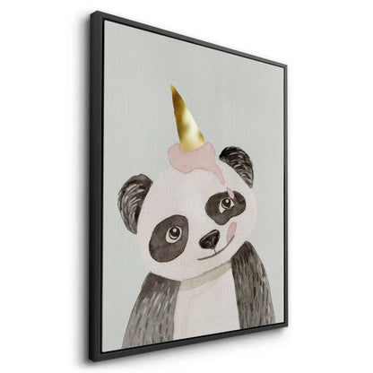 Cute Panda with Gold Unicorn - Canvas
