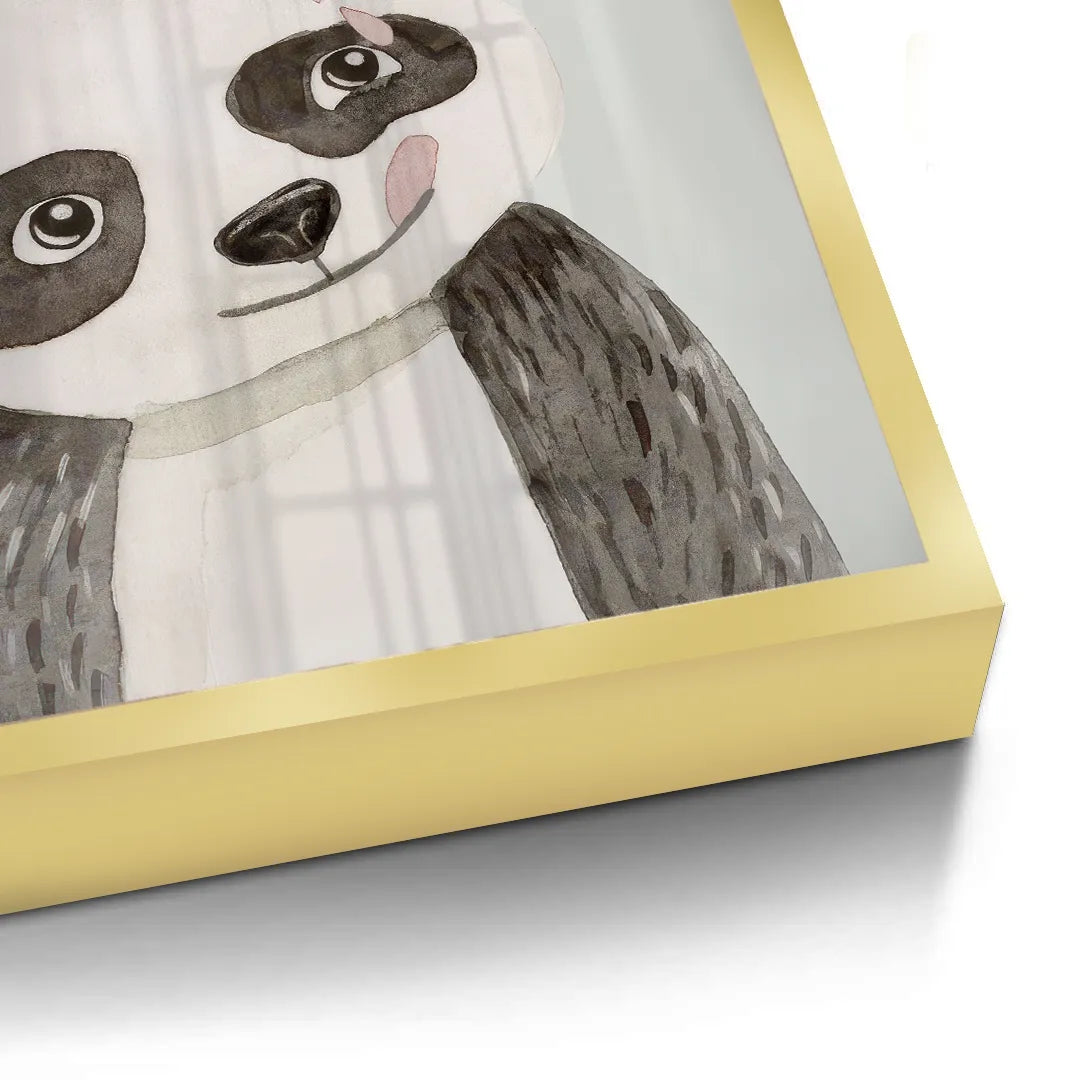 2Cute Panda with Gold Unicorn - Fine Art