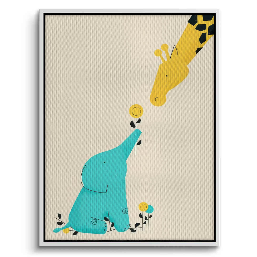 2Cute Safari Friends Giving Flower - Canvas