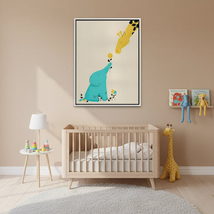 Cute Safari Friends Giving Flower - Canvas