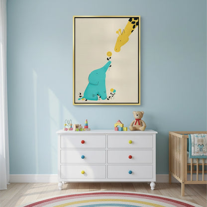 Cute Safari Friends Giving Flower - Canvas