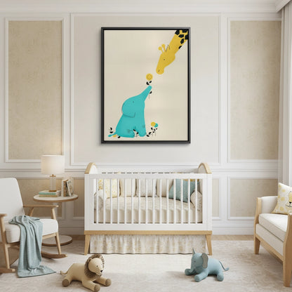 Cute Safari Friends Giving Flower - Canvas