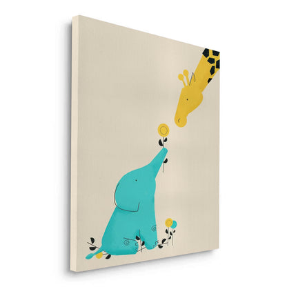 Cute Safari Friends Giving Flower - Canvas