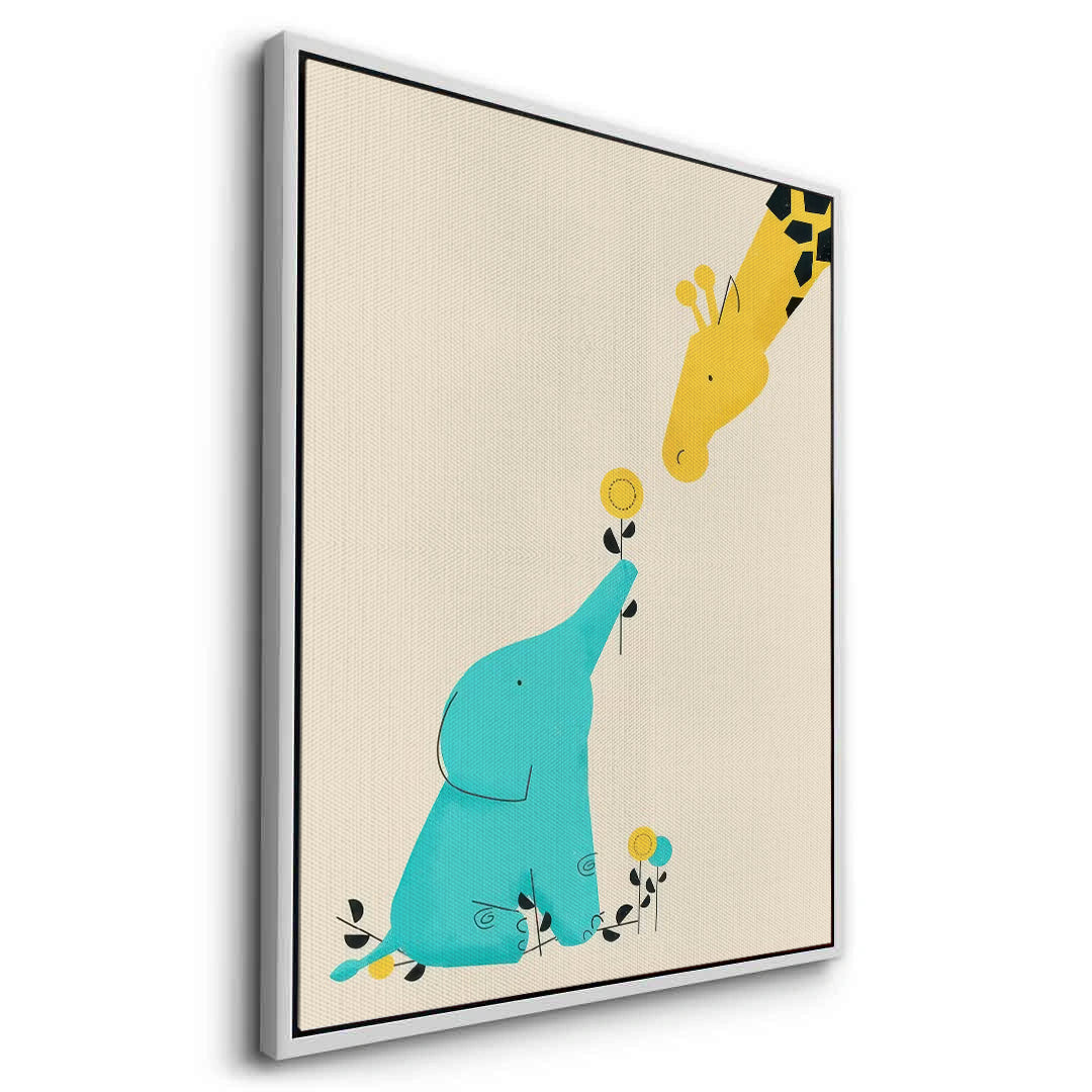 2Cute Safari Friends Giving Flower - Canvas
