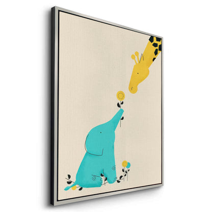 Cute Safari Friends Giving Flower - Canvas