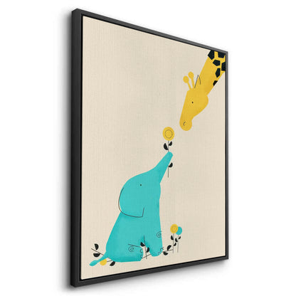 Cute Safari Friends Giving Flower - Canvas