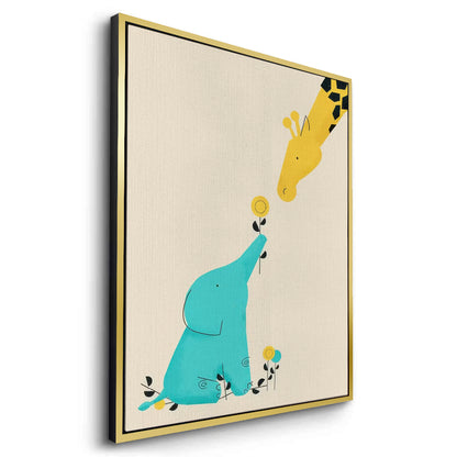 Cute Safari Friends Giving Flower - Canvas