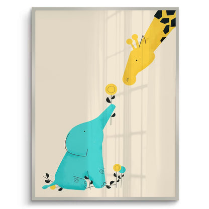 Cute Safari Friends Giving Flower - Fine Art