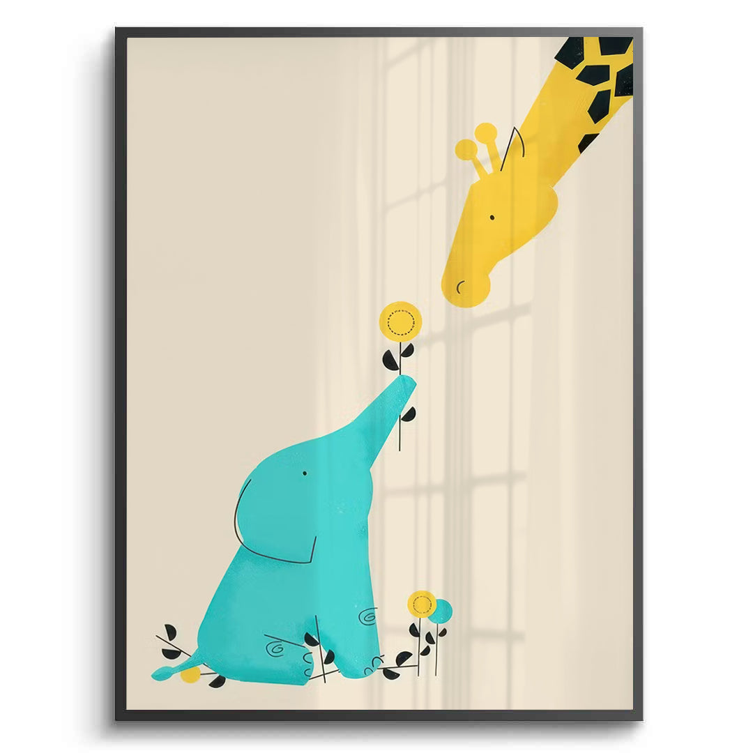 2Cute Safari Friends Giving Flower - Fine Art