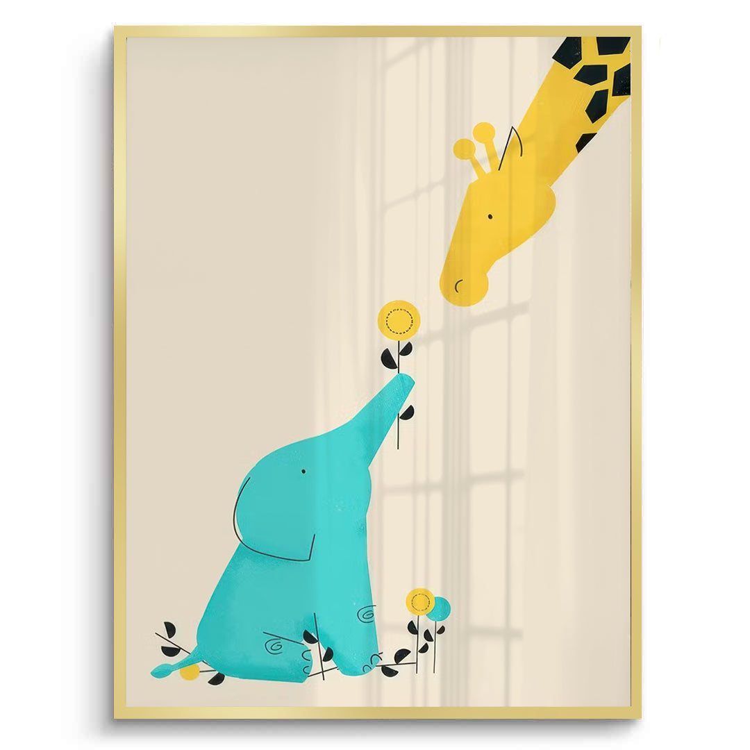2Cute Safari Friends Giving Flower - Fine Art