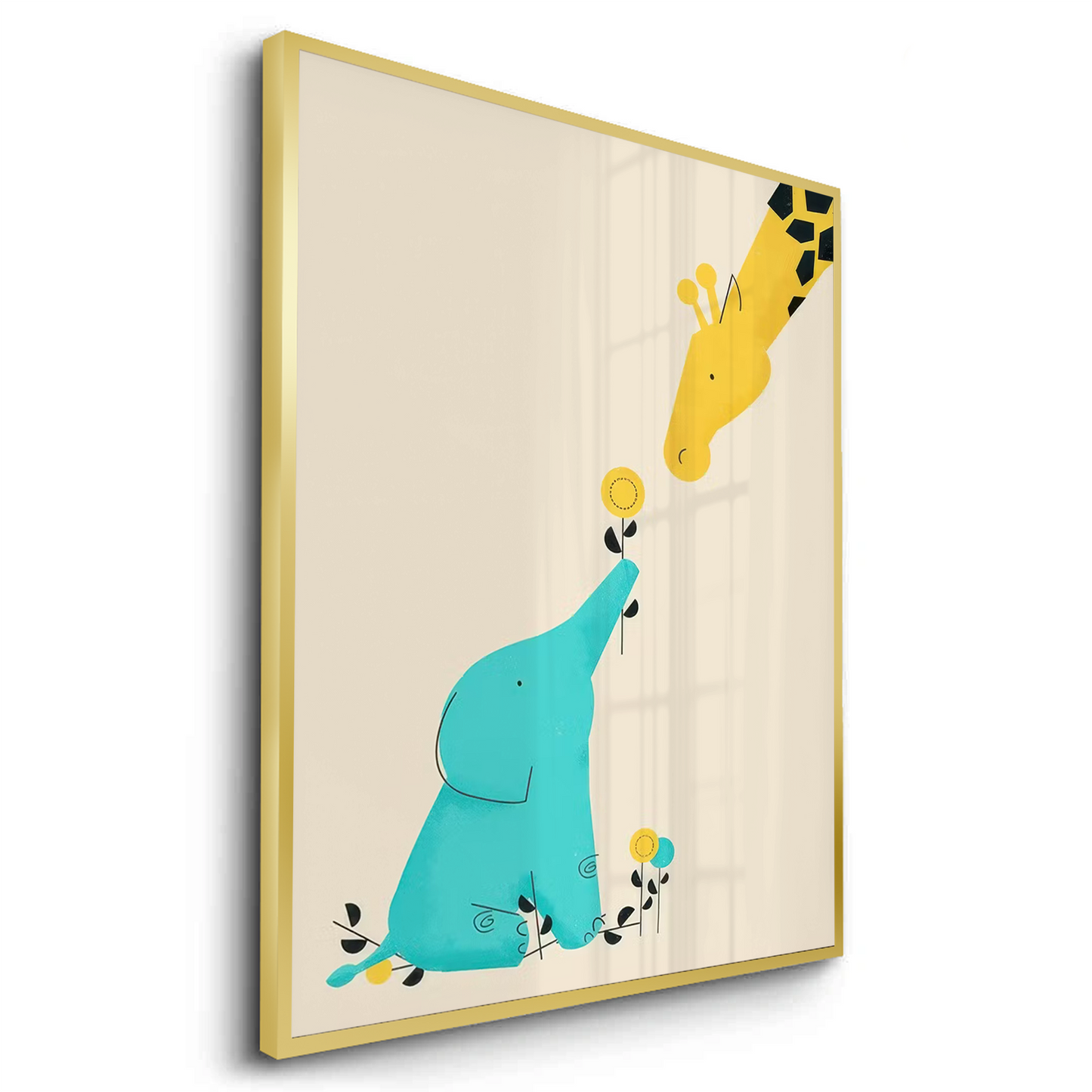 2Cute Safari Friends Giving Flower - Fine Art