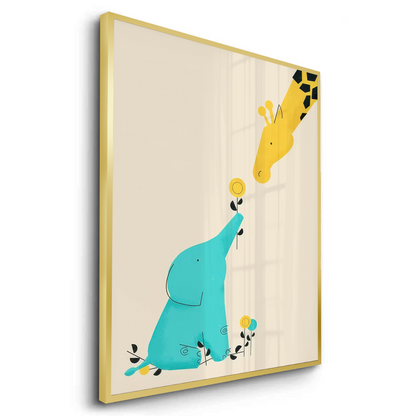 Cute Safari Friends Giving Flower - Fine Art