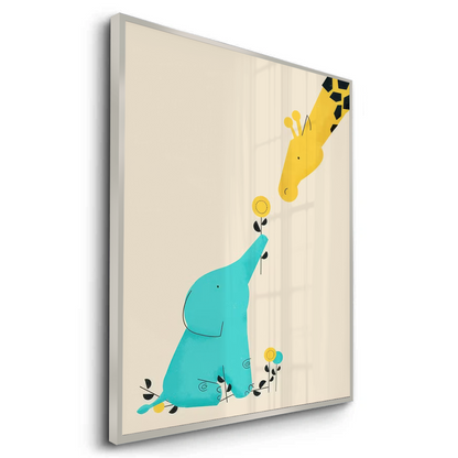 Cute Safari Friends Giving Flower - Fine Art