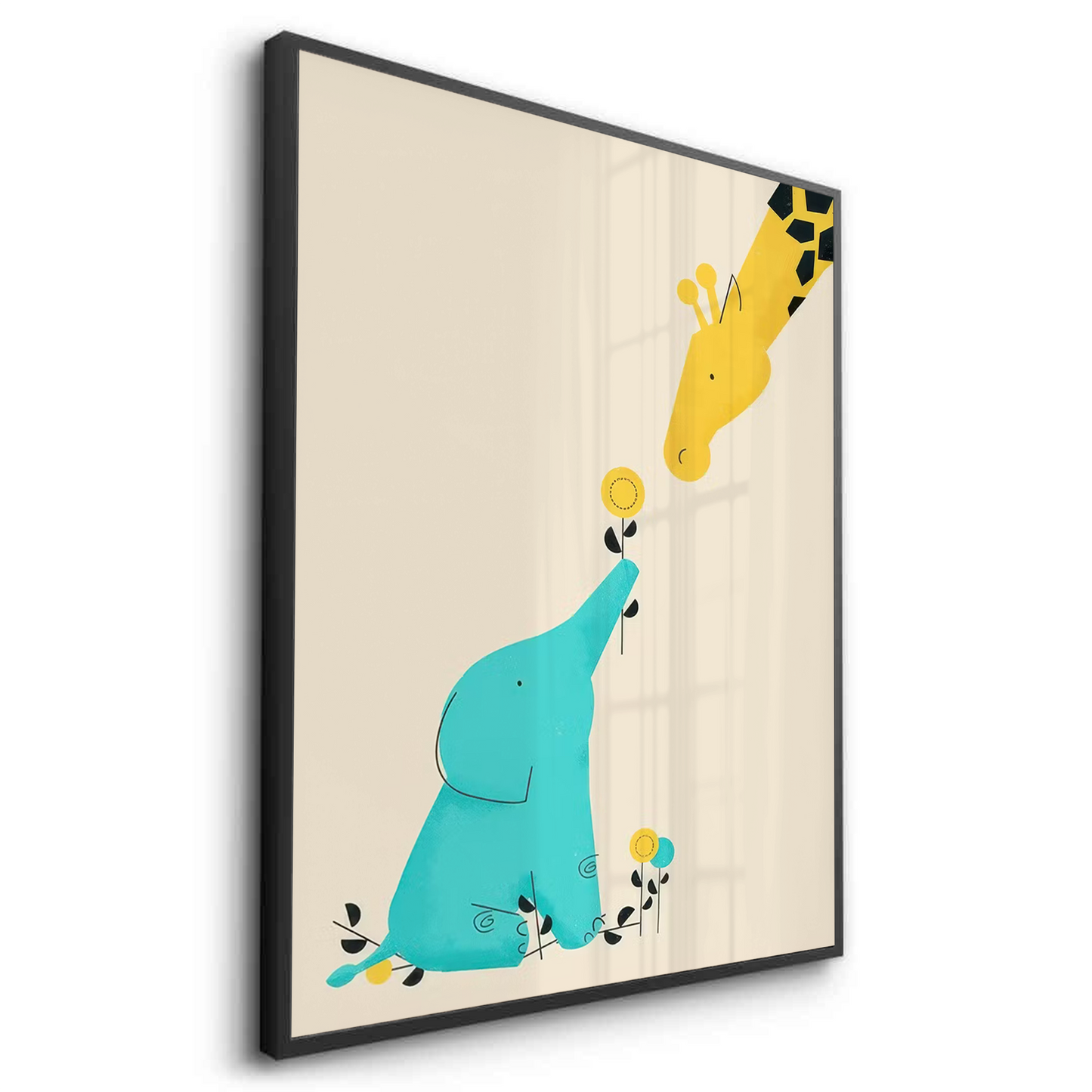 2Cute Safari Friends Giving Flower - Fine Art