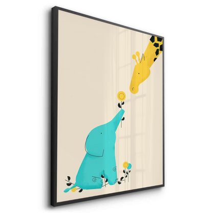 Cute Safari Friends Giving Flower - Fine Art