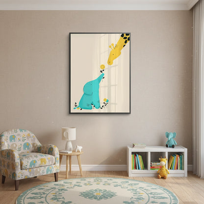 Cute Safari Friends Giving Flower - Fine Art