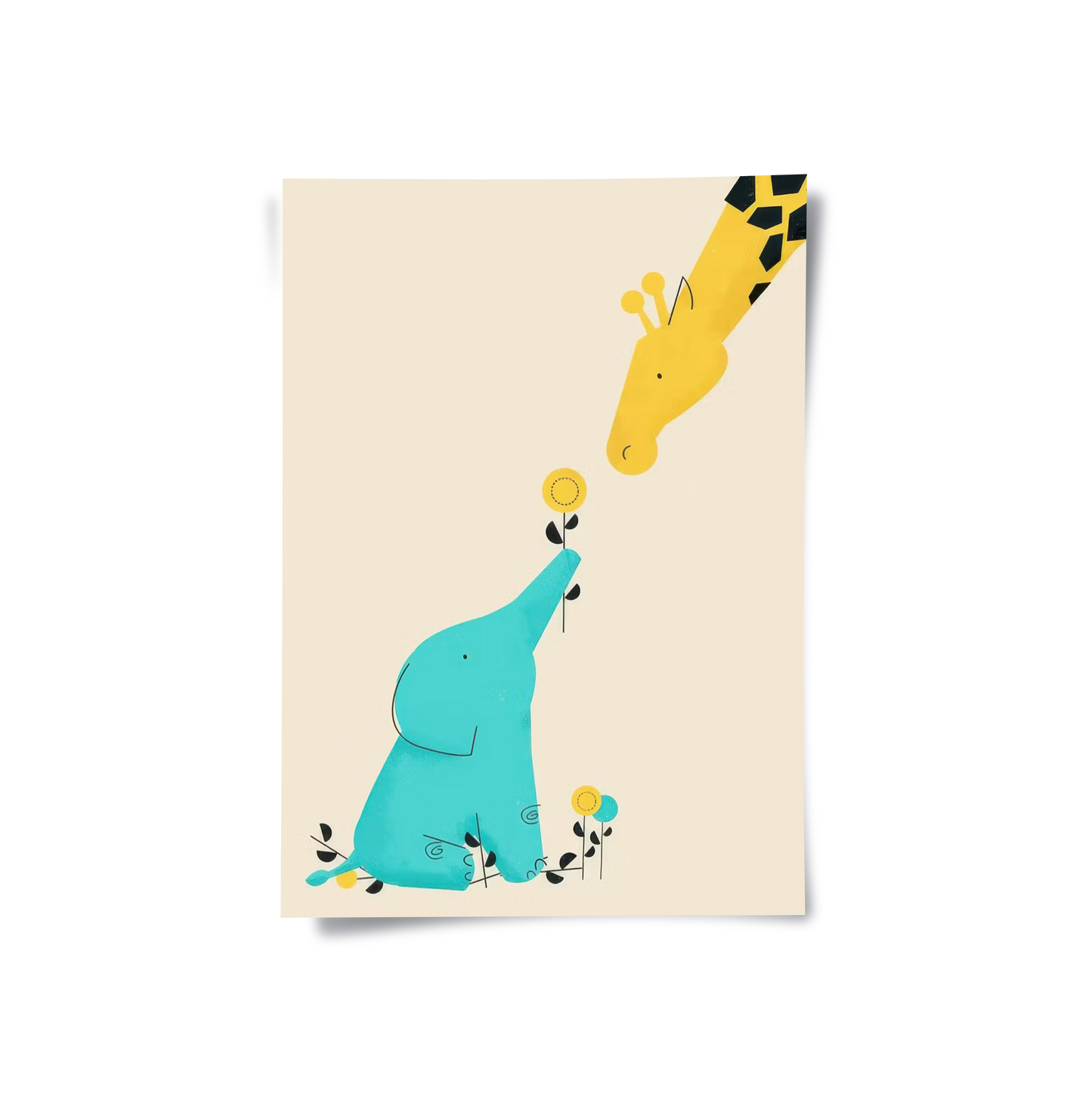 2Cute Safari Friends Giving Flower - Poster