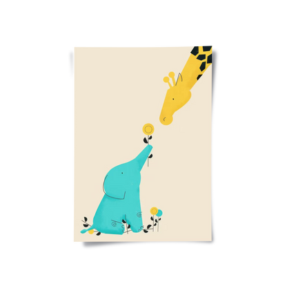 Cute Safari Friends Giving Flower - Poster
