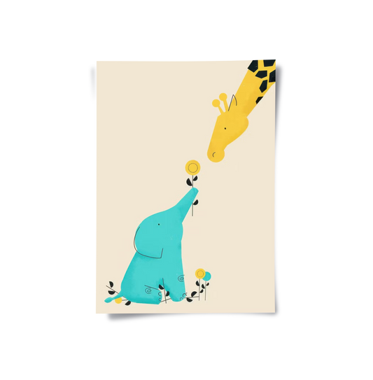 Cute Safari Friends Giving Flower - Poster