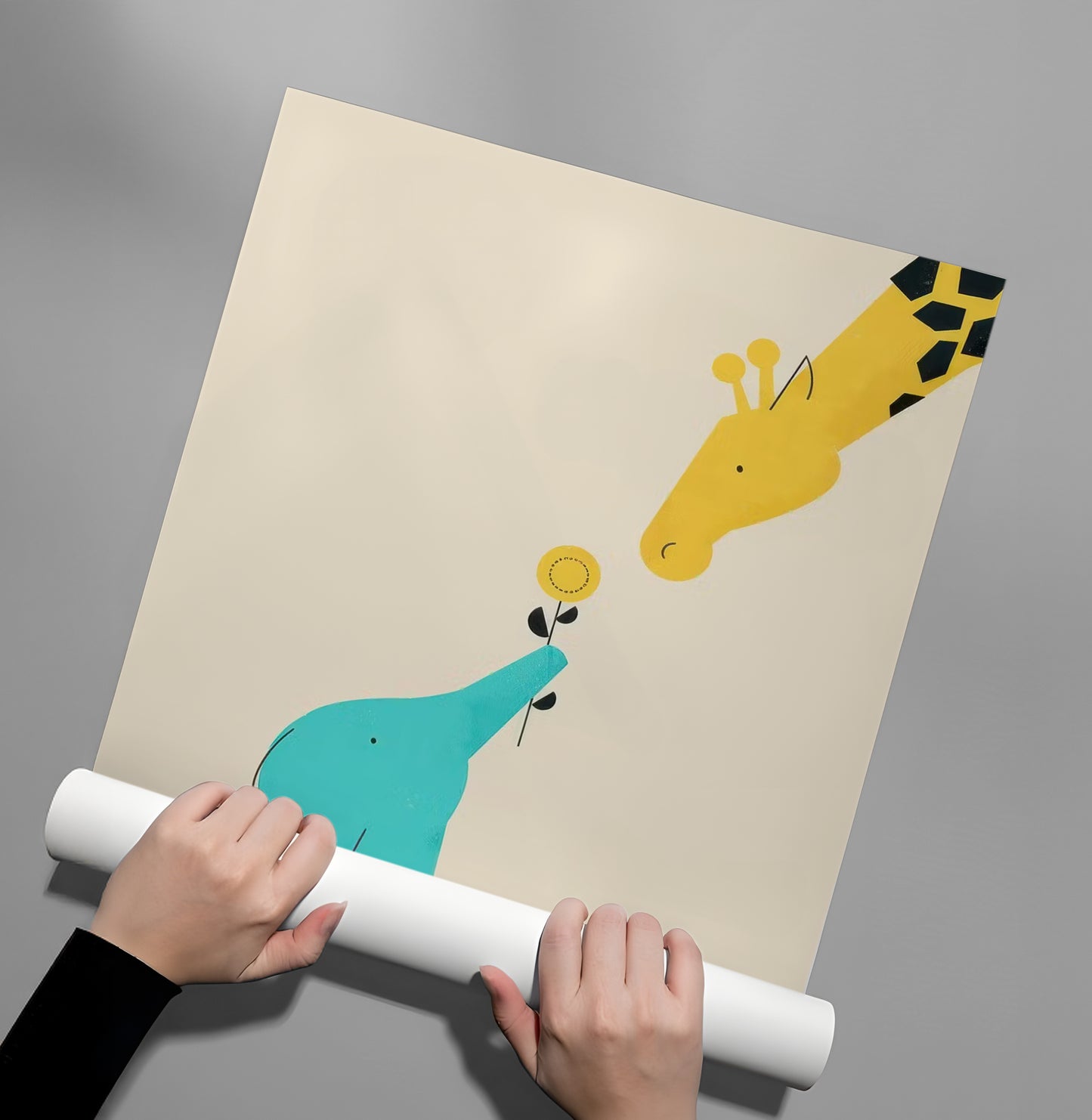 2Cute Safari Friends Giving Flower - Poster