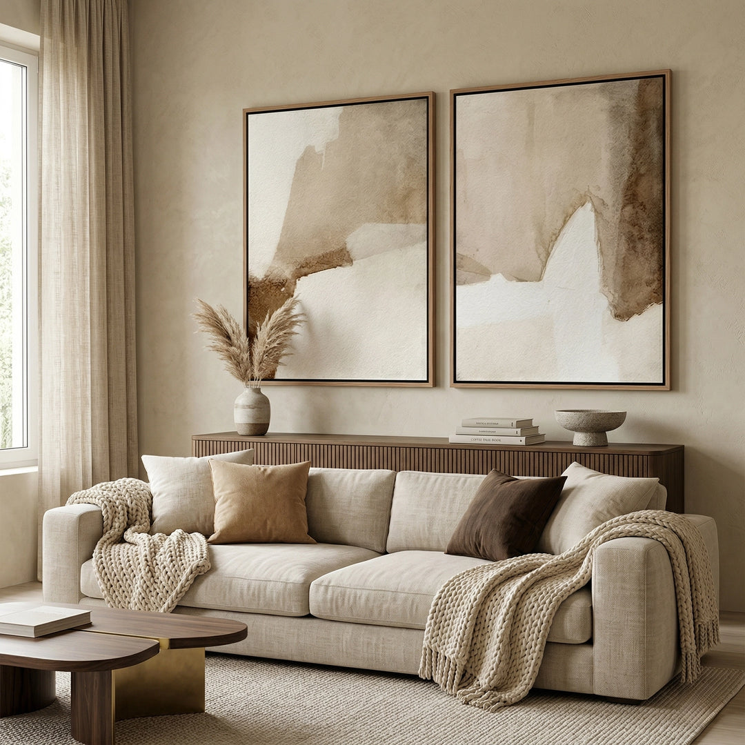 Desert Horizon Set Of 2 sophisticated minimalist luxury art for high-end UAE apartments and villas
