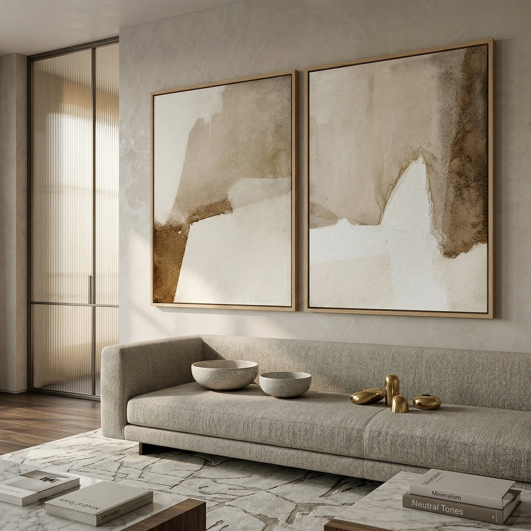 Desert Horizon Set Of 2 abstract luxury wall art, perfect for UAE office and home décor